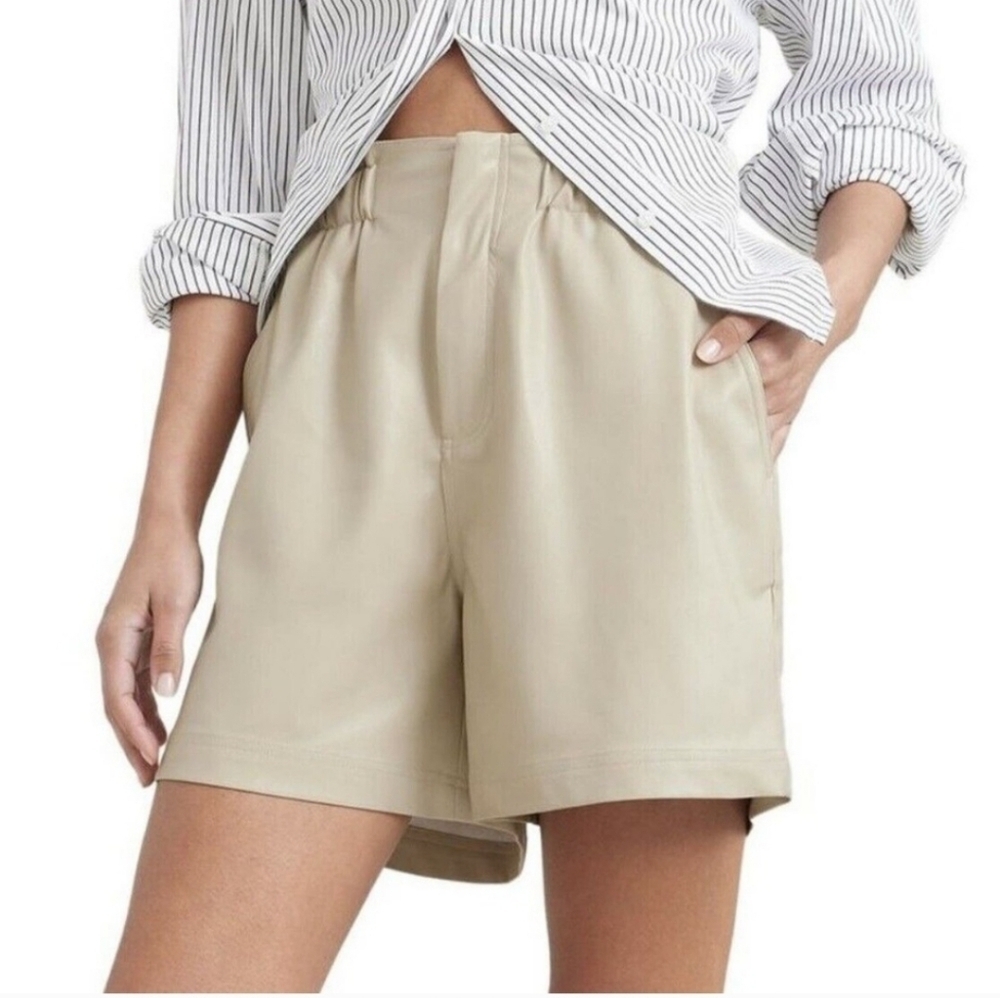 Modern Citizen Women’s Tan Kipp Paperbag Vegan Leather Shorts Size Medium NWOT - Picture 12 of 12